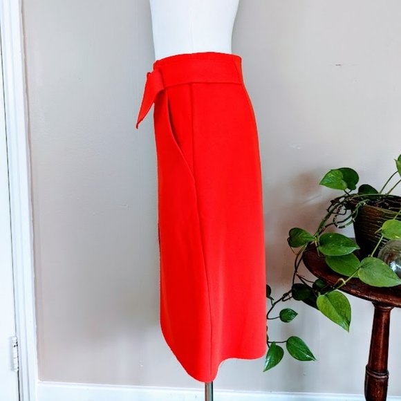 TopShop Orange Midi Skirt with front slit - size 6 - Picture 2 of 8